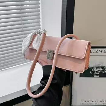 2024 весна новый интернет знаменитость текстура тренд маленькая квадратная сумка женская сумка сумка-мессенджер лента простая мода багет сумка женская чёрный