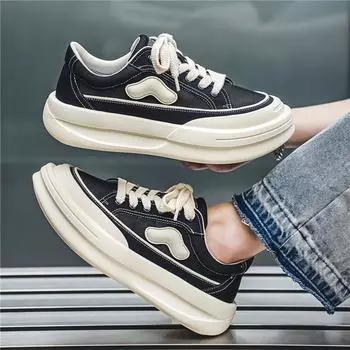 2024 Spring New Internet Celebrity Thick Sole Comfortable and Sporty Trendy Small Top Fashion Versatile Mesh Men s Shoes 39 чёрный