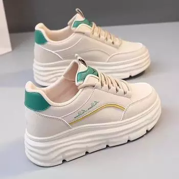 2024 spring new invisible inner height increase white shoes spring skirt fashion versatile casual platform sports board shoes 35 светло-коричневого