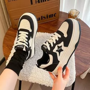 2024 spring new little white shoes women s board shoes ins versatile spring and autumn high value campus leisure sports board shoes 36 чёрный