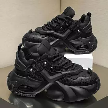 2024 spring new men s leather dad shoes platform soles student niche shoes leather surface live broadcast sports versatile men s shoes 39 белый
