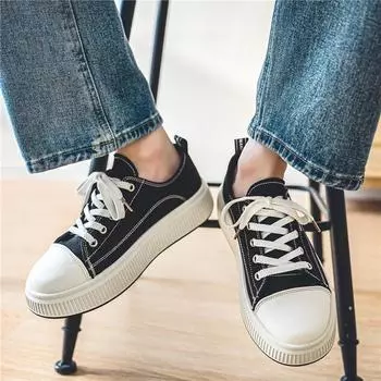 2024 spring new men s low-top canvas shoes student platform casual sports board shoes live broadcast versatile men s shoes 39