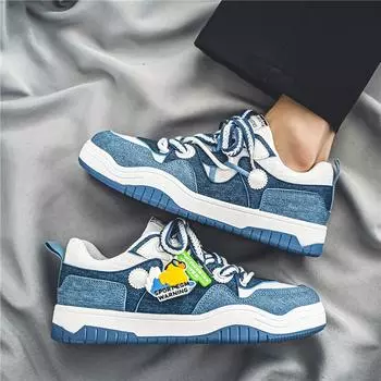2024 spring new men s low-top niche shoes student platform skateboard shoes sports live German training men s shoes 39 джинсовый синий