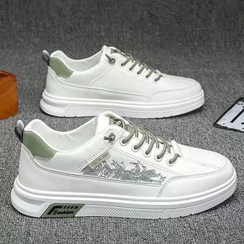2024 spring new men s shoes Korean version of trendy men s board shoes versatile low-top shoes casual leather student white shoes 39