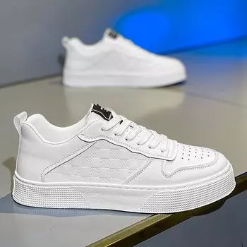 2024 spring new men s shoes soft sole breathable men s board shoes casual leather shoes sports waterproof little white tide shoes men 39