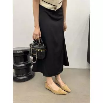 2024 spring new metal buckle suede solid color versatile pointed flat sole single shoes light mouth flat heel soft sole women s shoes 35 абрикосовый