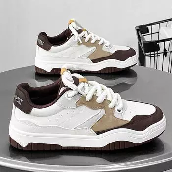 2024 spring new niche casual board shoes students outdoor thick-soled live broadcast shoes leather surface breathable low-top catwalk shoes 39