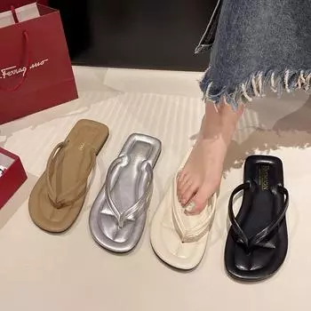 2024 spring new one-pedal lazy flip-flops half slippers women wear round head one-button flat-soled muller shoes women 35
