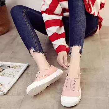 2024 spring new one-pedal lazy shoes canvas shoes women s versatile little white shoes summer student flat casual board shoes 35