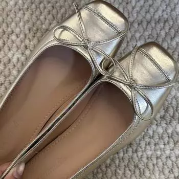 2024 spring new small inner height increase women s shoes square head bow Mary Jane ballet shoes temperament single shoes 35