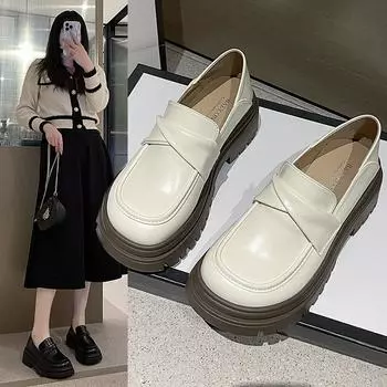 2024 spring new small leather shoes women s platform loafers can step on lazy single shoes female manufacturer 35