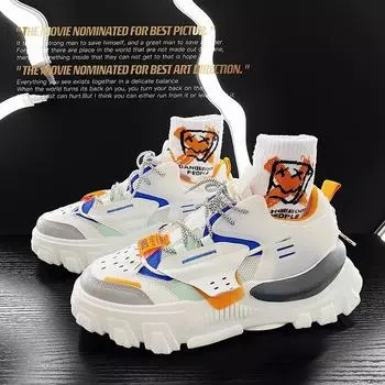 2024 Spring New Thick-soled Daddy Shoes Student Sports Casual Shoes Hong Kong Style Korean Version Trend Men s Shoes 39 белый