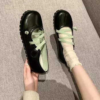 2024 Spring New Women Flat Mary Jane Shoes Fashion Shallow Silk Thin Strap Ladies Ballet Shoes Silver Soft Sole Shoes 35 чёрный