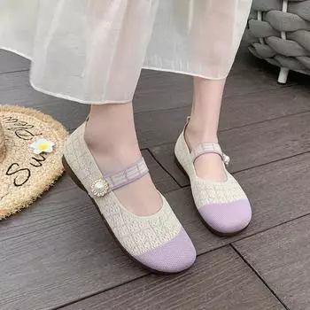 2024 Spring/Summer Ballet Flat Shoes Women s Casual Shoes Flat Heels Anti slip Fashion Versatile Knitted Women s Shoes 35 чёрный