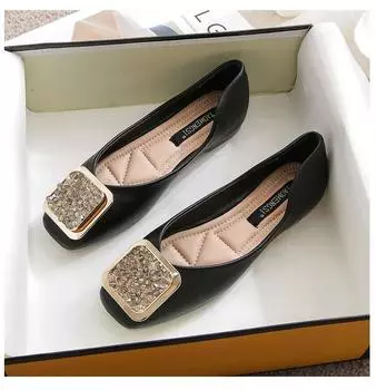 2024 Spring Summer Big Size Women Flat Shoes Fashion Comfortable Rhinestone Decoration Lady Slip-on Leather Casual Shoes Loafers 34 бежевый