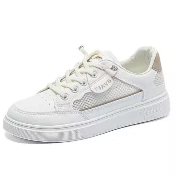 2024 Spring Summer Mesh Shoes for Women Korean Breathable Sports Casual Sneakers Women New Designer White Board Shoes 35