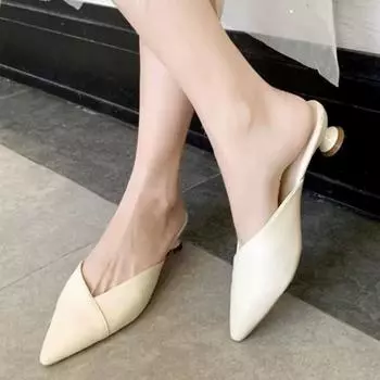 2024 spring/summer slippers new net celebrity fashion wear pointy Muller flip-flops High-heeled women shoes pumps 35