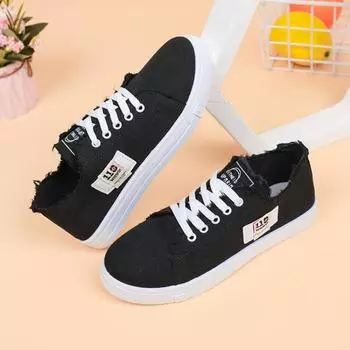 2024 Spring Summer Women Sneaker Ladies Lace-Up Flat Canvas Board Shoes 35 синий