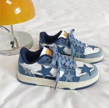 2024 Star Скейтборд обувь для мужчин и женщин Весна ретро кроссовки на толстой подошве пара повседневная обувь Tide 36 чёрный