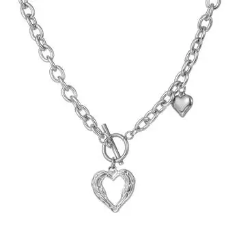 2024 Стильное персонализированное серебристое ожерелье в форме сердца из нержавеющей стали с водонепроницаемым покрытием для мужчин на каждый день a