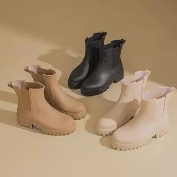 2024 Стильные женские водонепроницаемые резиновые сапоги: Толстая подошва, износостойкая, усиленный дизайн с бархатным утеплителем для любого сезона