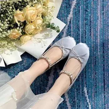 2024 Стразы Туфли Мэри Джейн для женщин Балетки Блестящие Элегантные Дизайнерские Туфли Женские Атласные Мокасины Слипоны Новинка 2024 35 розовый