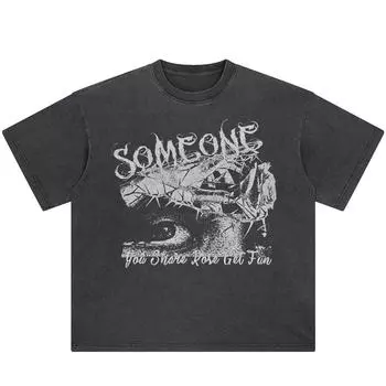 2024 Streetwear DILATED Графическая футболка унисекс из хлопка с потертостями черного цвета Футболка унисекс Топы Футболки Летняя футболка с короткими рукавами S чёрный