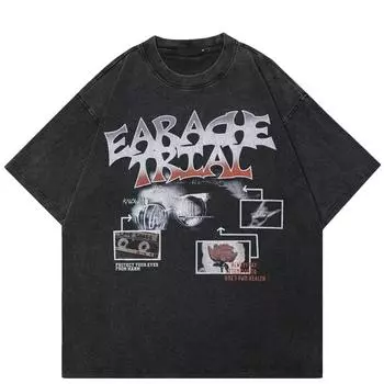 Футболка унисекс с рисунком музыкальной ленты Streetwear 2024 S чёрный