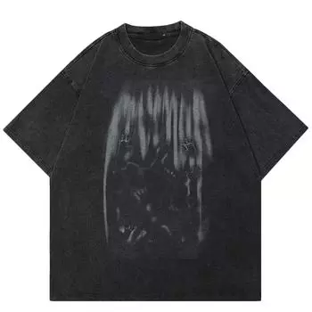2024 Streetwear Мужская футболка унисекс с теневым рисунком S чёрный