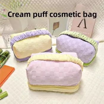 2024 студенческая пуховая подушка большой емкости для хранения косметички японская высокая косметическая сумка для ручек для путешествий органайзер для косметики CS001 розовый