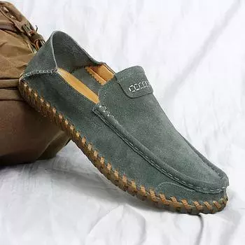2024 Suede Leather Men Loafers Super Soft Casual Shoes For Men Slip On Male Moccasins Plus Size 38-47 Tenis Masculinos 38 чёрный