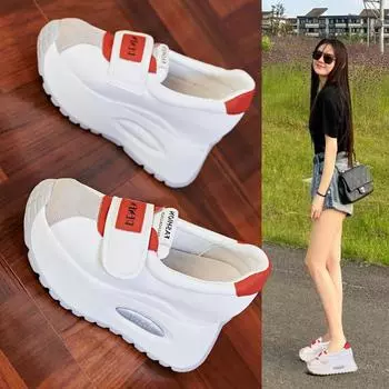 2024 Лето и Осень Лидер продаж Новые Неглубокие дышащие кроссовки с толстой подошвой для отдыха Маленькие белые туфли 34 красный