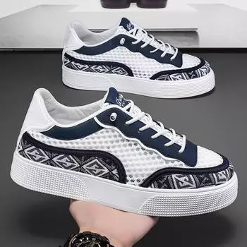 2024 summer and autumn live broadcast models, big-eyed mesh hollowed-out casual board shoes, street Hong Kong wind breathable tooling, casual sports 39