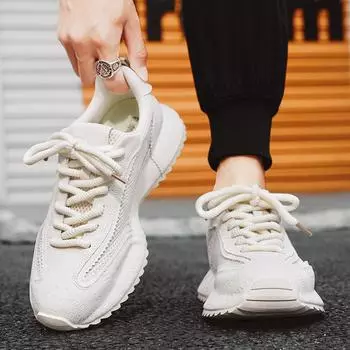 2024 summer and autumn live broadcast popular casual running shoes thick-soled bag bottom mesh breathable outdoor dad sports shoes men s shoes 39 чёрный