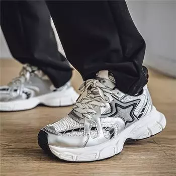 2024 summer and autumn mesh breathable sneakers live broadcast outdoor platform dad shoes student tide casual shoes men s shoes 39