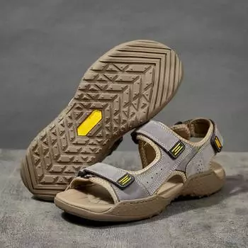 2024 Summer Beach Sandals Men s Hiking Mountaineering Velcro Sandals Men s Outdoor Breathable Soft Surface Travel 38