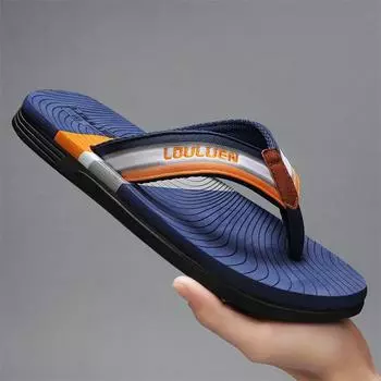 2024 Summer Brand Fashion Flip Flop Men High Quality Non-Slip Outdoor Beach Flip Flops Men Flat Casual Slippers Men 39 чёрный