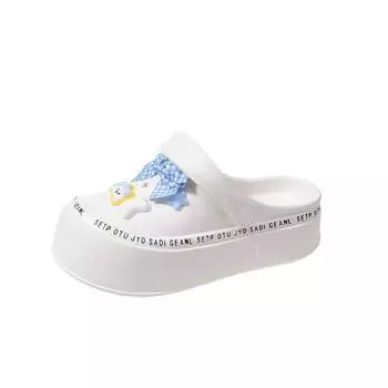 2024 Summer Fairy Hole Shoes Women Bowknot Accessories Women s Outdoor Soft-soled EVA Sandals 35 чёрный