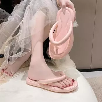 2024 Summer Fashion EVA Herringbone Slippers for Female Summer Beach Sandals Bathroom Anti-skid Sandals 36-37 чёрный