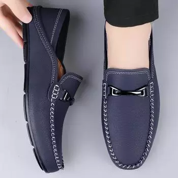 2024 Summer Fashion Luxury Men s Business Slip-on Loafers Male Office Leather Shoes Soft Light Driving Shoes Black Casual Party 35 хаки