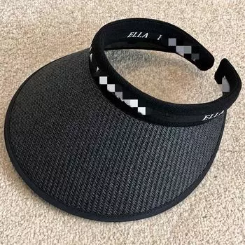 2024 Summer Hat Female UV Big Brim Sun Protection Hat K-style Cycling Topless Hat Sports Sun Protection Sun Hat [Enlarged letter headband] Black