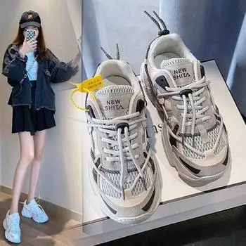 2024 summer Korean version ins super fire women s dad shoes, new fashion velvet women s shoes 35
