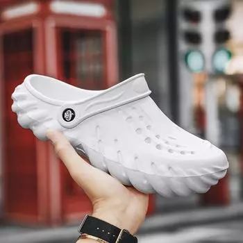 2024 Летние мужские сандалии Модная пляжная обувь Дышащие тапочки Мужские и женские тапочки Уличные водонепроницаемые нескользящие сандалии 38 чёрный