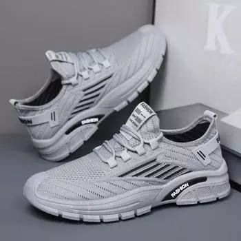 2024 summer men s shoes new breathable mesh fly-woven casual shoes versatile running sports shoes black coconut shoes 39 чёрный