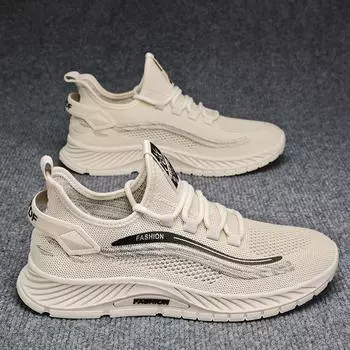 2024 summer men s shoes new fly-woven breathable deodorant mesh non-slip men s soft sole lightweight sports and leisure trendy shoes 39