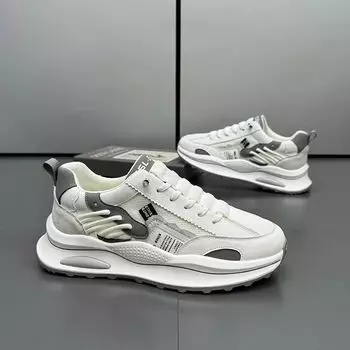 2024 summer mesh breathable board shoes trendy with retro thick-soled low-top lace-up sports single shoes Douyin dad shoes 39 зелёный