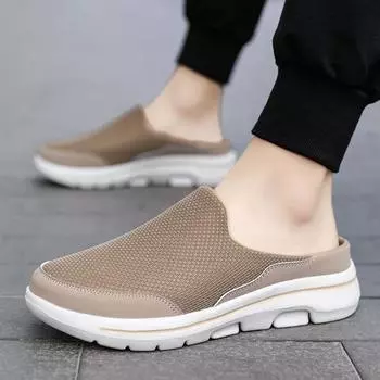 2024 Summer Mesh Men Home Slippers Men/women Casual Flat Beach Shoes Flip Flops Comfort Couple House Slippers Zapatillas Hombre 35 темно-серого
