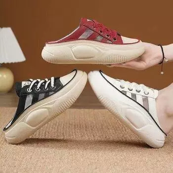 2024 summer new bag head half slippers women s shoes casual one-pedal lazy thick sole heightening cool slippers outside wear 35 белый