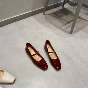 2024 Summer New Brand Women Flats Fashion Square Toe Shallow Mary Jane Shoes Soft Casual Ballet Shoes Slingback Shoes 35 чёрный