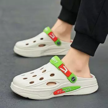 2024 summer new coconut hole shoes men wear bag head drag men sandals breathable river beach slippers 40 белый